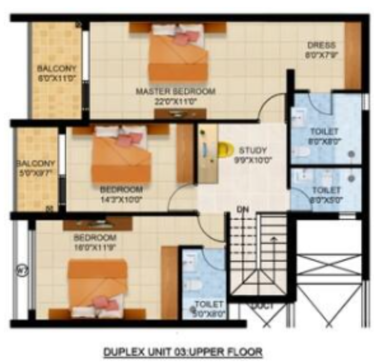  park Floor Plan Upper Level Duplex Plan