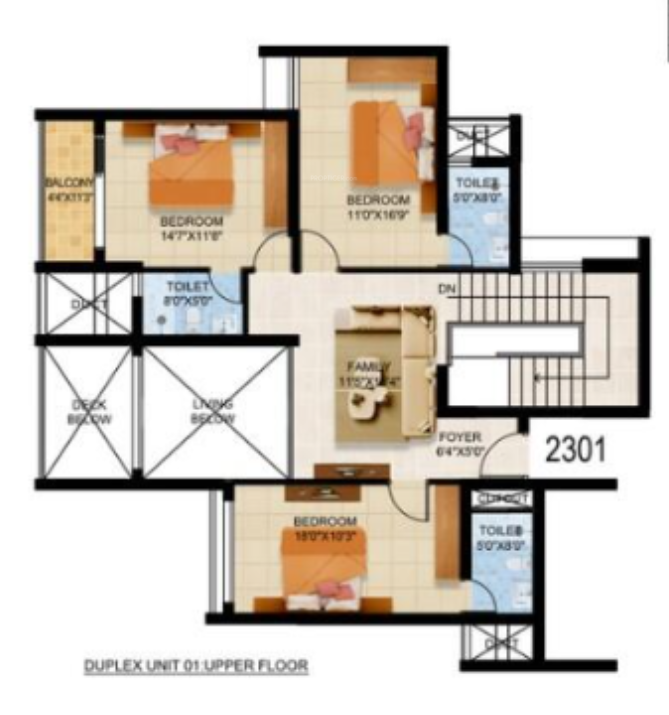  park Floor Plan Upper Level Duplex Plan