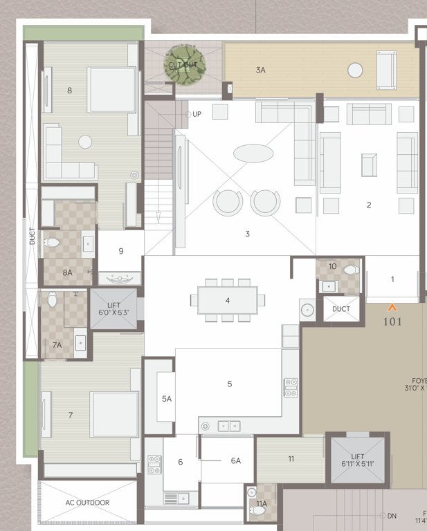  the gold sky villa Floor Plan Lower Level Penthouse Plan