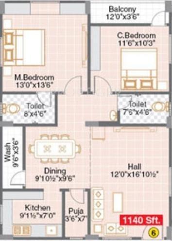 VBM Breeze County (2BHK+2T (1,140 sq ft)   Pooja Room 1140 sq ft)