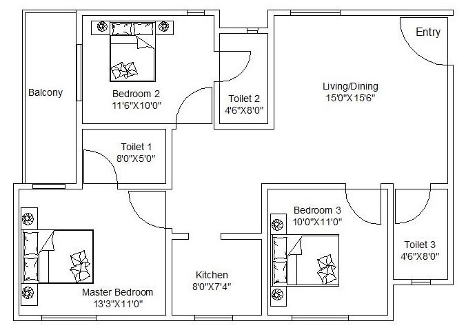 residency Floor Plan Upper Level Duplex Plan
