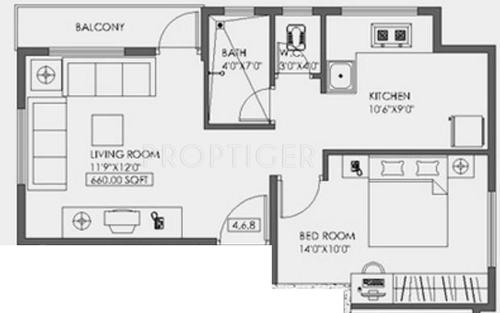 Dales Oscar Dale (1BHK+1T (550 sq ft) 550 sq ft)