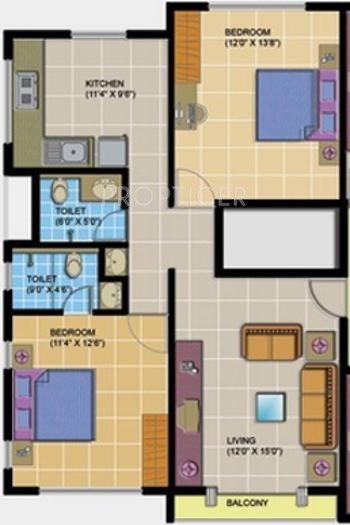 Dales Estates Dales Abbey Floor Plan (2BHK+2T)