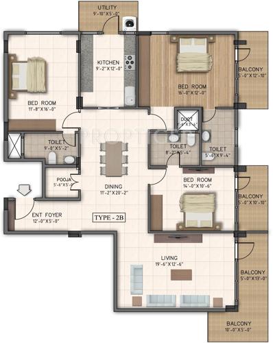 Sipani Phoenix Grande II (3BHK+3T (2,095 sq ft)   Pooja Room 2095 sq ft)