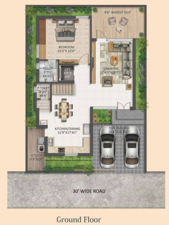  hpr avani villas Floor Plan Ground Floor Plan