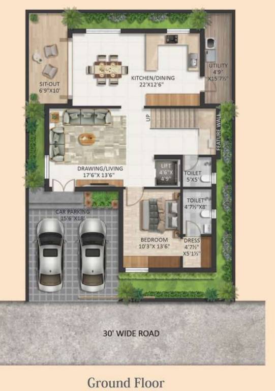  hpr avani villas Floor Plan Ground Floor Plan