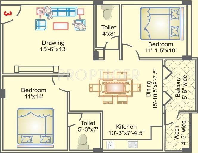 Lakshmi Sapphire (2BHK+2T (1,171 sq ft) 1171 sq ft)