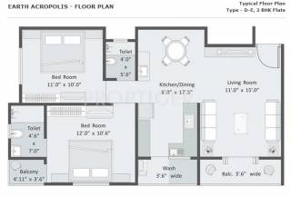 Earth Acropolis (2BHK+2T (1,105 sq ft) 1105 sq ft) Earth Acropolis (2BHK+2T (1,105 sq ft) 1105 sq ft)