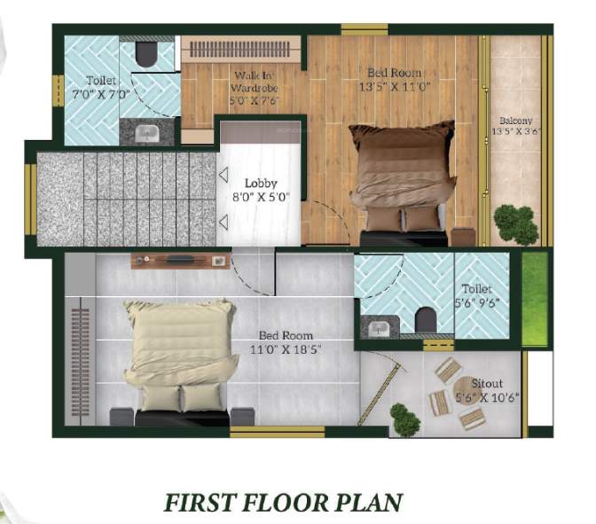  white town villas Floor Plan First Floor Plan