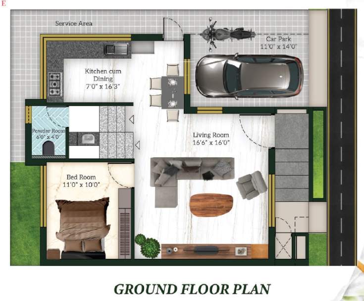  white town villas Floor Plan Ground Floor Plan