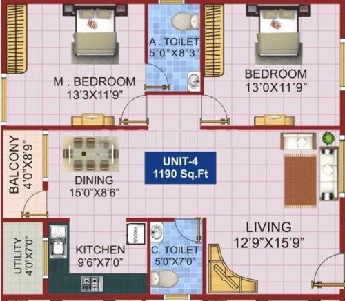 Metro Sannidhana (2BHK+2T (1,190 sq ft) 1190 sq ft)