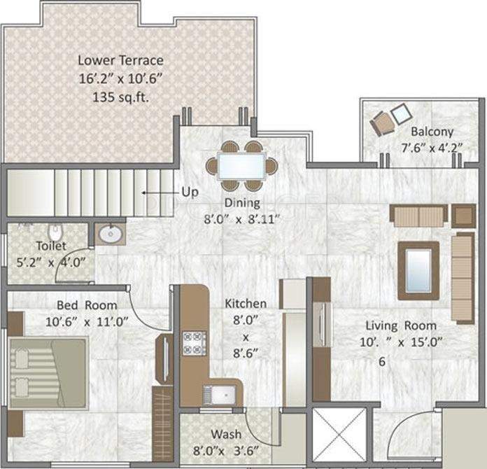 Earth Acropolis 3 (3BHK+3T (1,670 sq ft) 1670 sq ft)