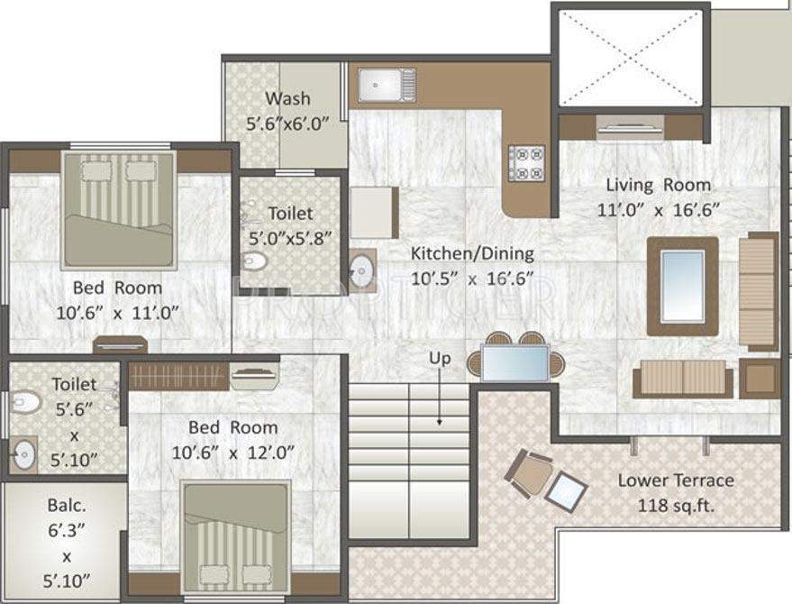 Earth Acropolis 3 (3BHK+3T (1,700 sq ft) 1700 sq ft)
