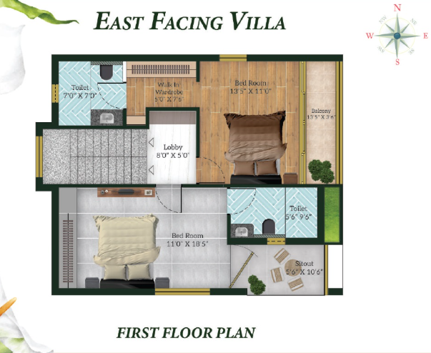  white villas Floor Plan First Floor Plan