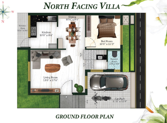  white villas Floor Plan Ground Floor Plan
