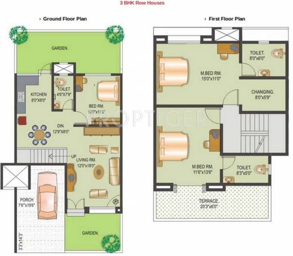 GK Associates Roseland Villa Floor Plan (3BHK+3T)
