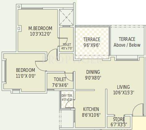 Dodke Park (2BHK+2T (1,033 sq ft) 1033 sq ft)