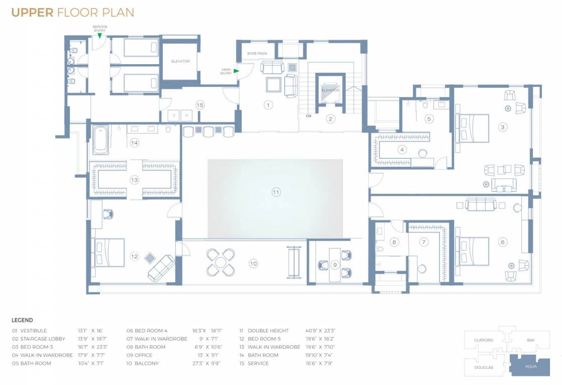 Upper Level Duplex Plan the waterfall Floor Plan Upper Level Duplex Plan