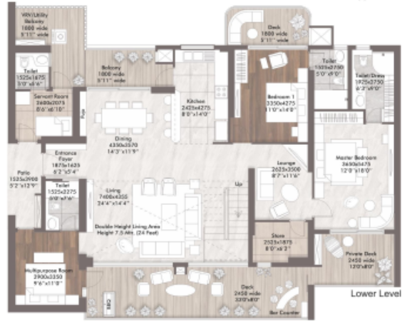 the presidential Floor Plan Lower Level Duplex Plan