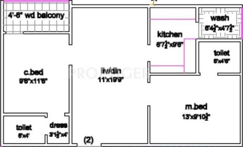 Ram Sai Residency (2BHK+2T (916 sq ft) 916 sq ft)