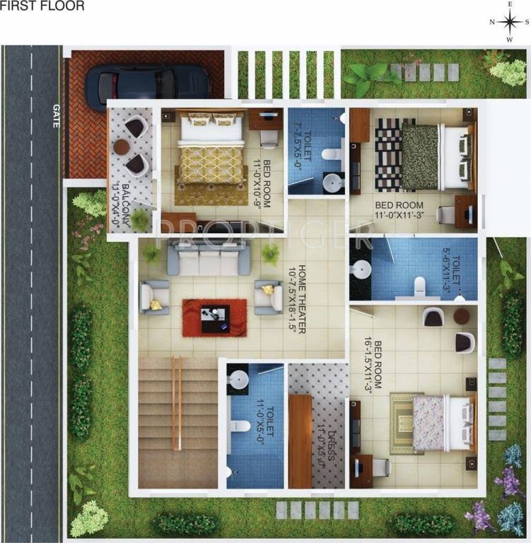 AVR Krishna Villa (4BHK+4T (2,844 sq ft) 2844 sq ft)