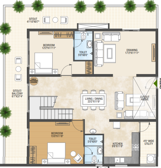  pragathi greenwoods Floor Plan Lower Level Duplex Plan