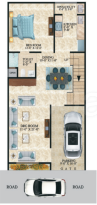  greens villa 2 d block Floor Plan Ground Floor Plan