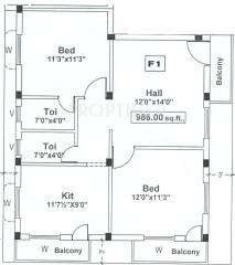 VijaySaras Manthralayam (2BHK+2T (986 sq ft) 986 sq ft) VijaySaras Manthralayam (2BHK+2T (986 sq ft) 986 sq ft)