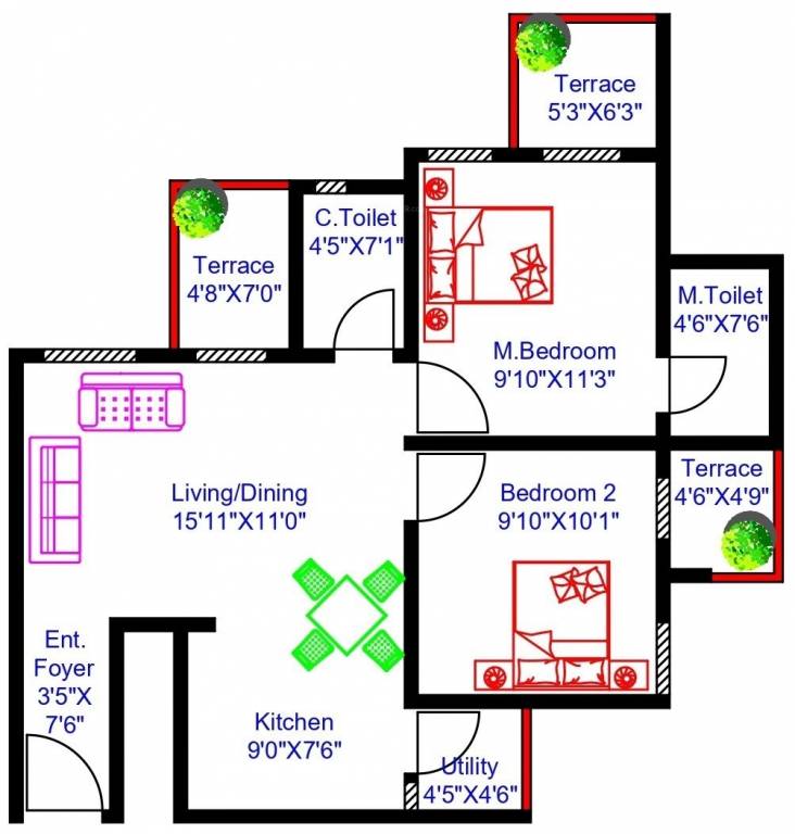 Floor Plan purva silversands phase 1 building 4 to 9 Floor Plan Floor Plan