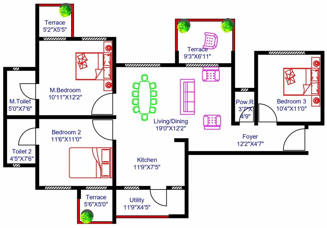 Floor Plan purva silversands phase 1 building 4 to 9 Floor Plan Floor Plan