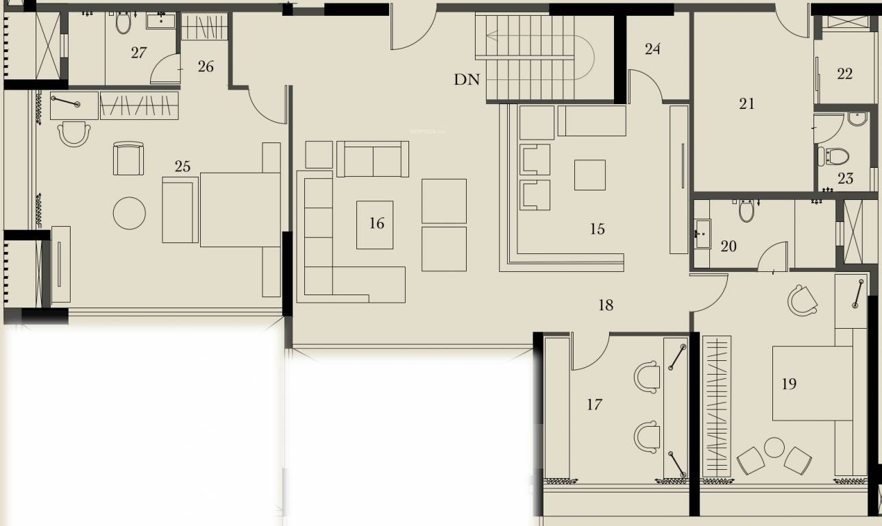 Upper Level Duplex Plan utalika luxury phase 5 panchami Floor Plan Upper Level Duplex Plan