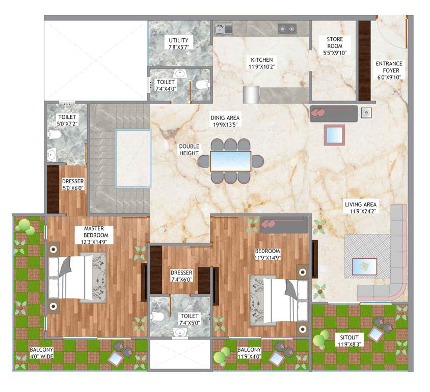  new gorakhpur Floor Plan Lower Level Duplex Plan