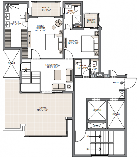  gurgaon-greens Floor Plan Upper Level Penthouse Plan