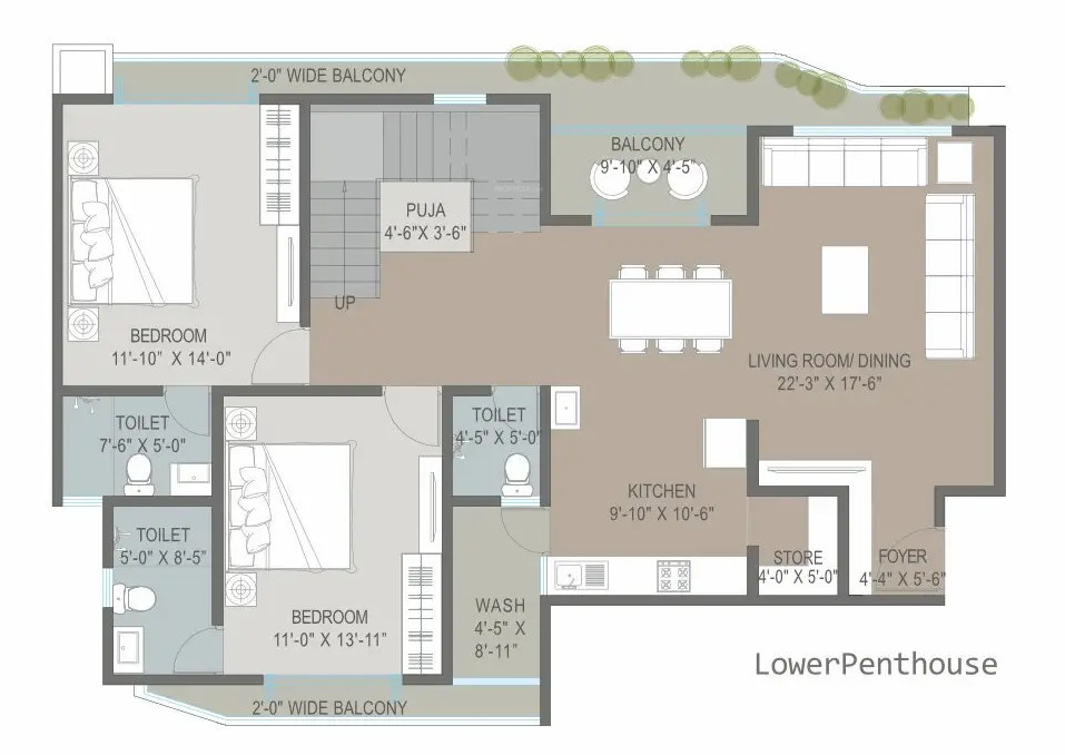 king square Floor Plan Lower Level Penthouse Plan