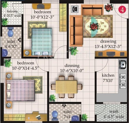 Lakshmi Elegant (2BHK+2T (1,008 sq ft) 1008 sq ft)