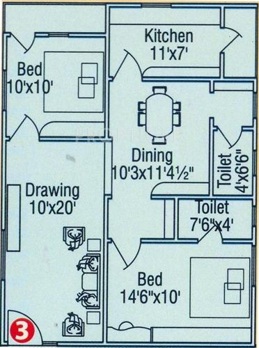 Lakshmi One (2BHK+2T (1,140 sq ft) 1140 sq ft)