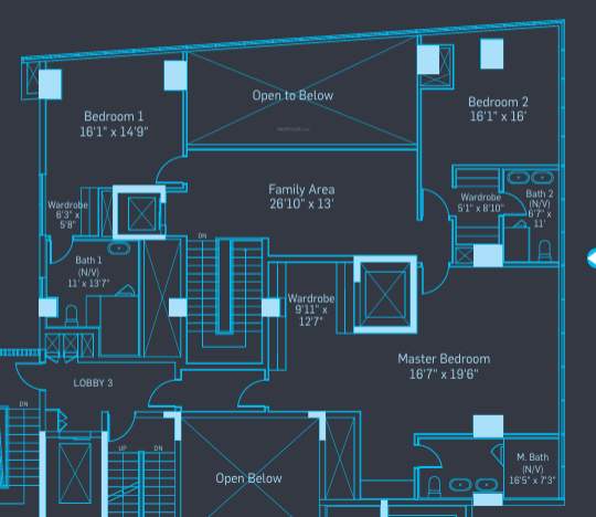  azure the oceanic Floor Plan Upper Level Duplex Plan