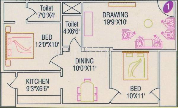 Lakshmi Infratech Enclave Floor Plan (2BHK+2T)
