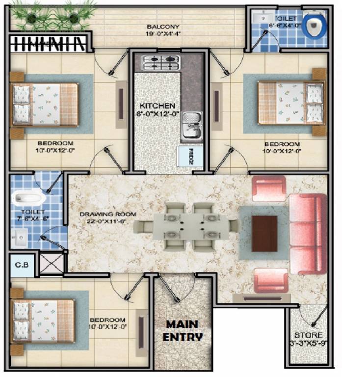 Floor Plan path view casa apartment 3 Floor Plan Floor Plan