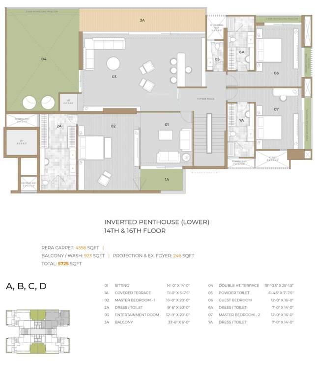  raamah ellemento Floor Plan Lower Level Penthouse Plan