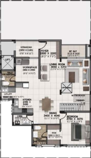  city ville Floor Plan Medium Level Floor