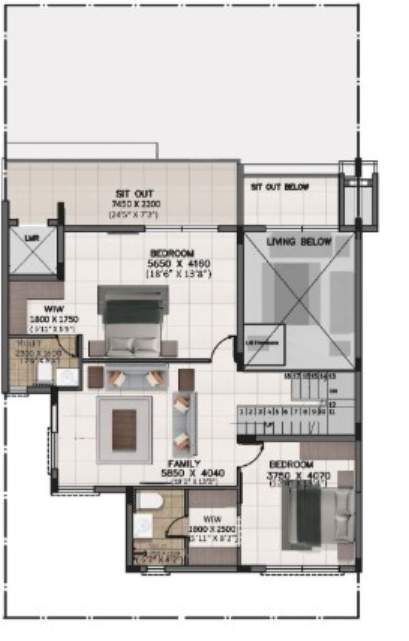  city ville Floor Plan Upper Level Floor