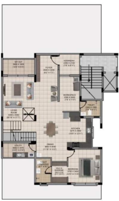  city ville Floor Plan Medium Level Floor