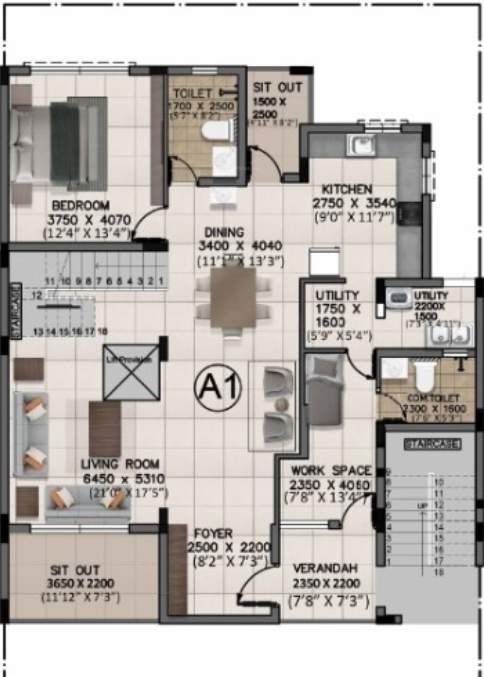  city ville Floor Plan Lower Level Floor