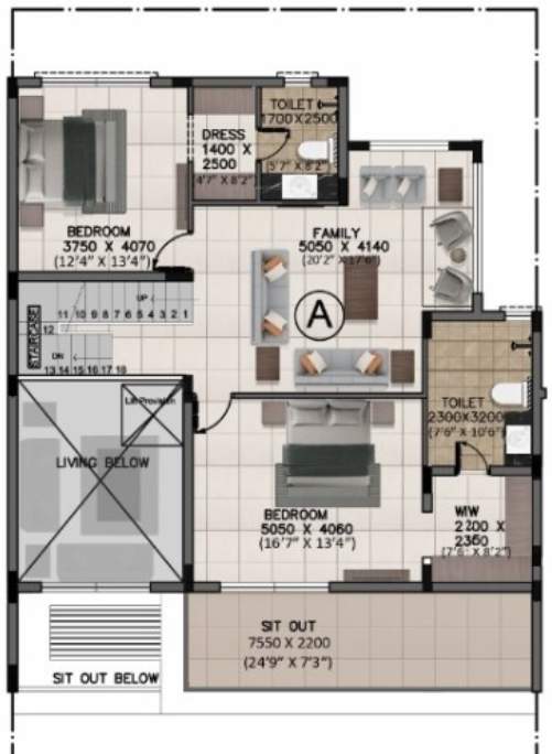  city ville Floor Plan Medium Level Floor