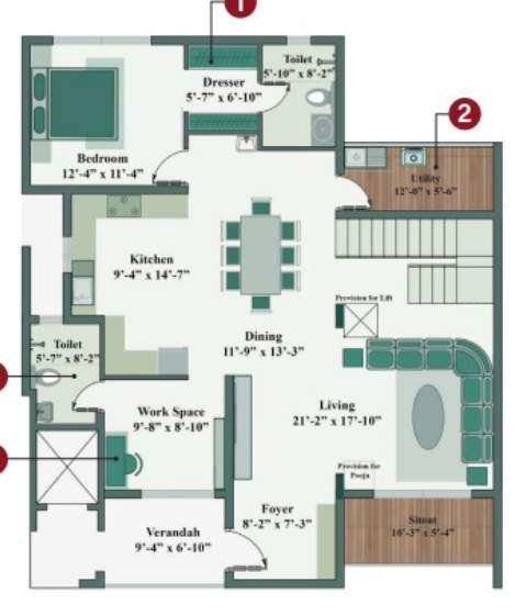  city ville Floor Plan Medium Level Floor