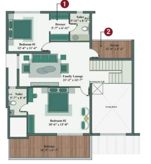  city ville Floor Plan Upper Level Floor