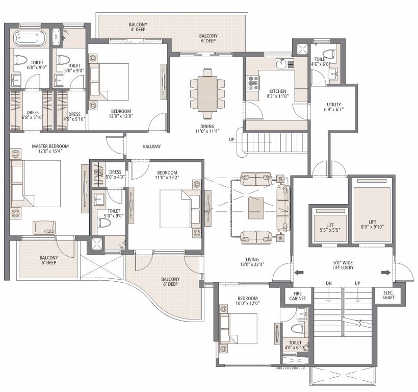  palm terraces Floor Plan Lower Level Penthouse Plan