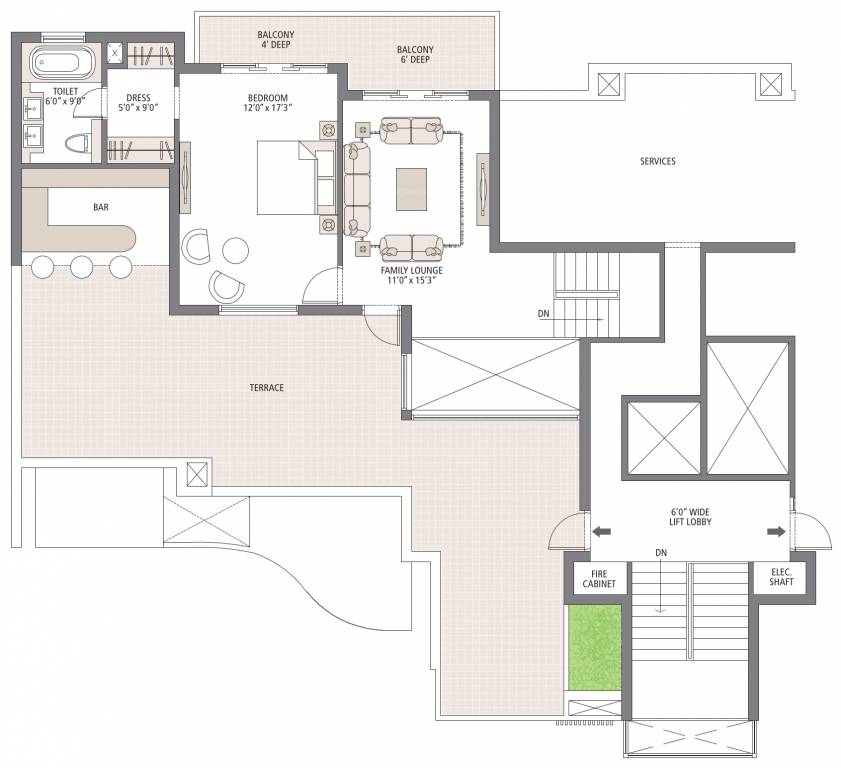 Upper Level Penthouse Plan palm terraces Floor Plan Upper Level Penthouse Plan