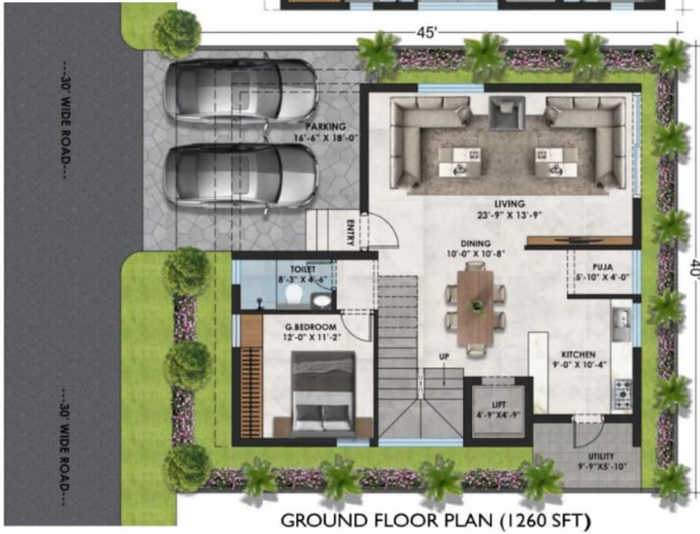  villas Floor Plan Ground Floor Plan